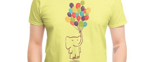 Elephant on balloon t-shirt design