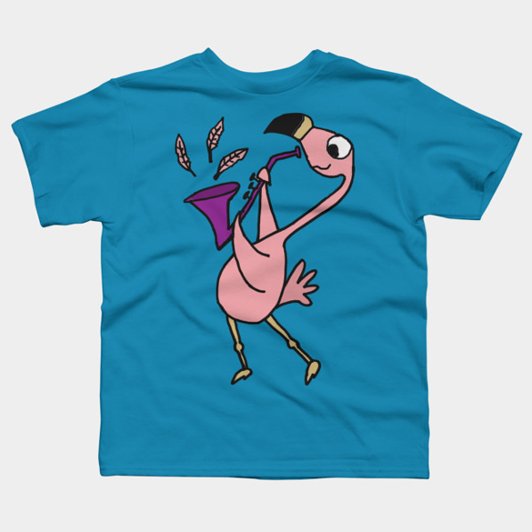 Pink Flamingo Jazzing with Saxphone t-shirt design - Fancy T-shirts