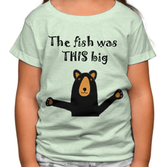 Black Bear Telling Fish Story t-shirt design