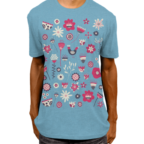 Scandi Birds and Flowers t-shirt design