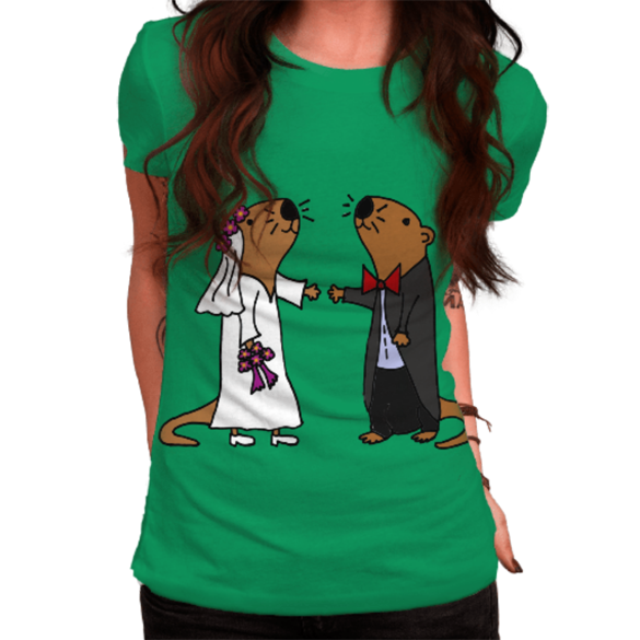 Sea Otter Bride and Groom Wedding t-shirt design