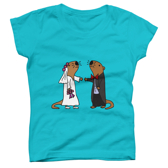 Sea Otter Bride and Groom Wedding t-shirt design