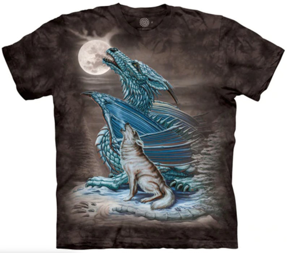 Dragon Wolf Moon Howling t-shirt design