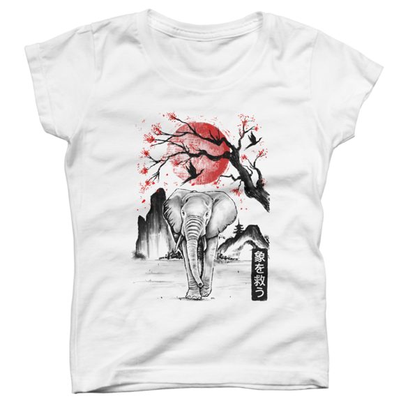 Elephant Japanese t-shirt design