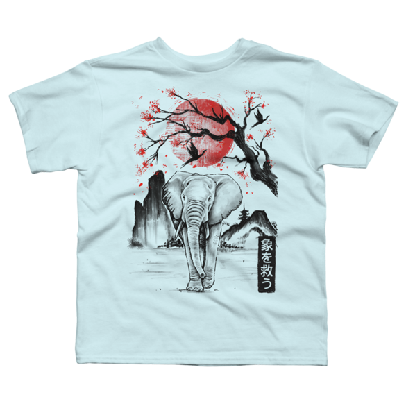 Elephant Japanese t-shirt design