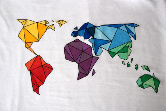 Geometric world map t-shirt design
