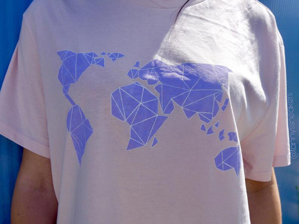 Geometric world map t-shirt design