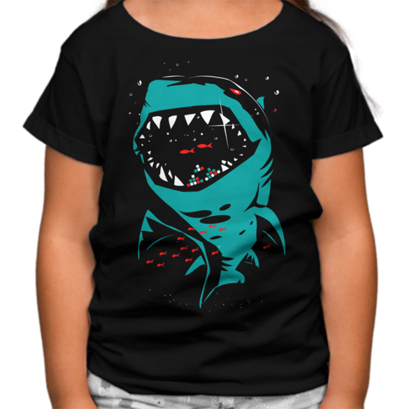 Shark with pixelated teeth t-shirt design