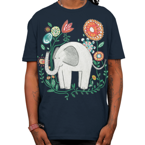 Elephant Among Flowers t-shirt design