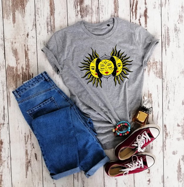 Sun and moon t-shirt design