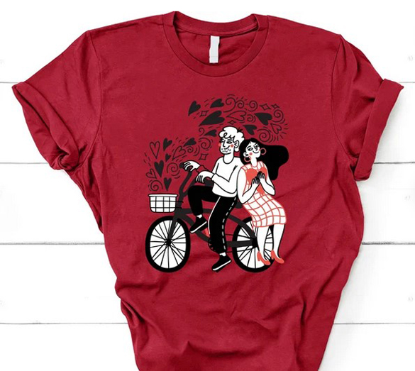 Valentines Day Bike t-shirt design
