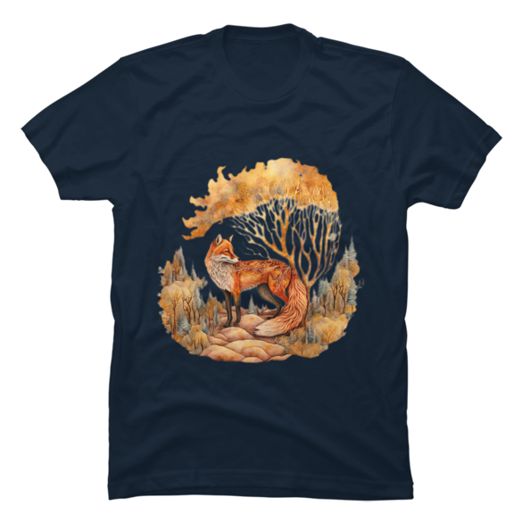 Fox in the Golden Forest t-shirt design